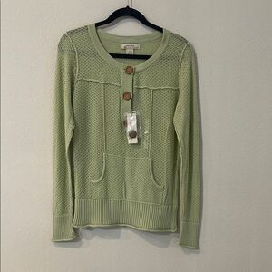 Green Sweater with Button Detail
